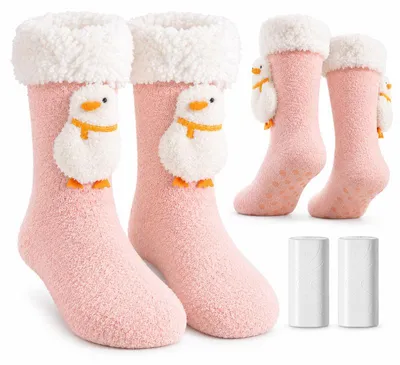 Produktbild von Beheizbare Socken Damen mit Akku, elektrische Heizsocken mit 3 Heizstufen, 1800mAh Batterie, kuschelig warm, rutschfeste Sohle für Zuhause