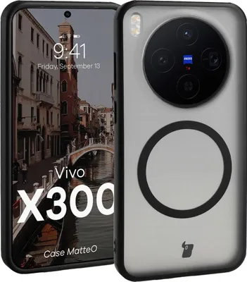 Produktbild von Handyhülle mit Magnetring für Vivo X300, Bizon Case MatteO, Getönt-Schwarz
