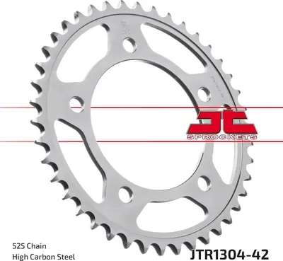 Image de Pignon 42 dents pas 525 type JTR1304 ARGENT pour Honda CBF 500 600 / CB CBR 600 650 900 / VT 750 / XL 1000