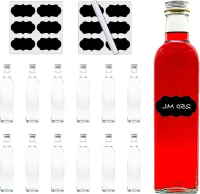 Productafbeelding van Famanu glazen fles, 250 ml, met schroefdop - geschikt voor sap, likeur en andere vloeistoffen