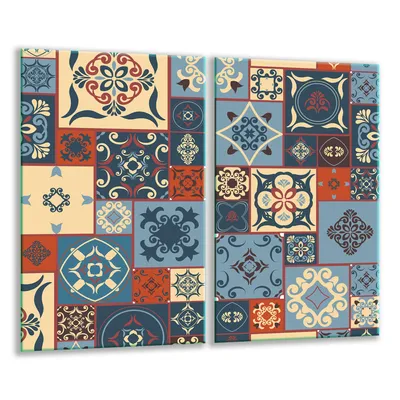 Image de Plaques de recouvrement pour cuisinière 2 pièces 30x52 Couverture de plaque vitrocéramique verre mosaïque