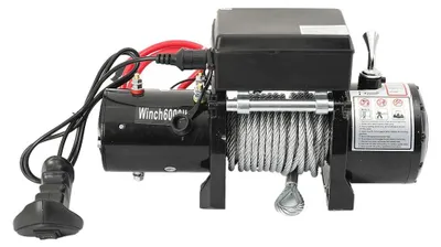 Obrázek produktu pro 12V elektrická naviják – pro ATV, UTV, SUV, Jeep – tahová síla 2700 kg – syntetické lano – dálkové ovládání – otvor pro lano