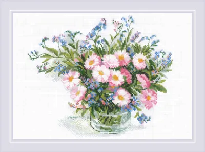 Kreuzstich-Set „Zarte Gänseblümchen“ 29,8 x 21 cm