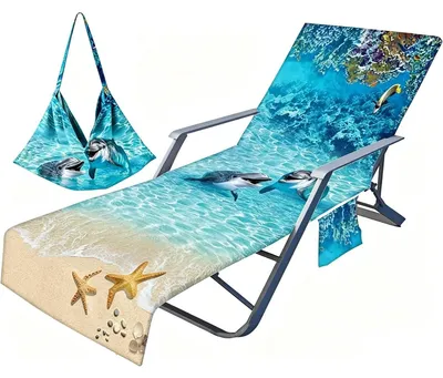 Produktbild von Mikrofaser-Strandlaken für Liegestühle mit Seitentaschen