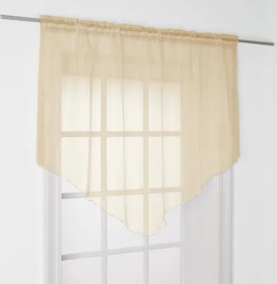 Produktbild von Scheibengardine ( Beige ) mit Stangendurchzug 140x100 cm - Bistrogardine Transparent, Panneaux Voile, Zipfelgardine - Kurzstore mit Tunnelzug