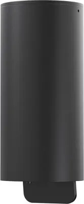 A black soap dispenser is shown against a white background.