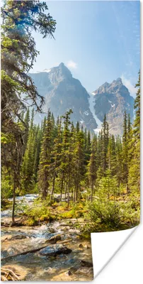 Produktbild von MuchoWow® Poster Nordamerikanischer Wald am Moraine Lake in Kanada 60x120 cm - Wandschmuck