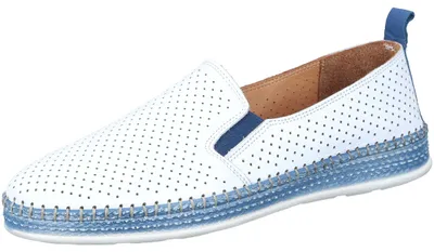 Immagine prodotto di Ciabatte da donna Manitu, realizzate in vera pelle con motivo traforato e suola intercambiabile, modello 840134, taglia: 38 EU, colore: blu
