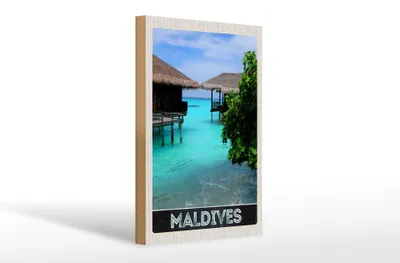 Produktbild von Holzschild Reise 20x30cm Malediven Insel Meer Sonne