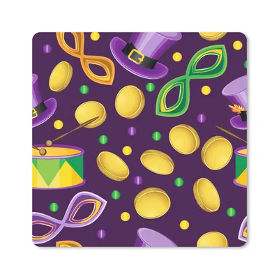 Produktbild von MuchoWow® Mauspad Mousepad Karneval - Party - Lila - Muster 20x20 cm - Mousepads - Maus Mat - Pad - Mausunterlage - Desk Mat - Bureauartikeln