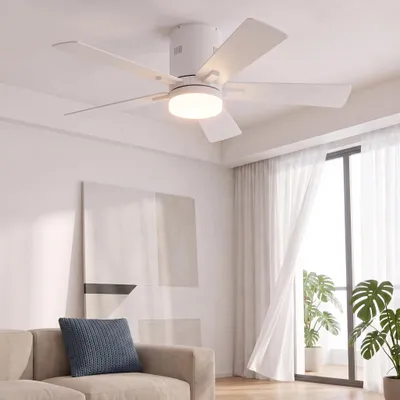 Produktbild von INONEFT 32W Deckenventilator mit Beleuchtung und Fernbedienung, LED Deckenleuchte 106cm, 6 Geschwindigkeiten, 3 Farbtemperaturen, Leise DC, Weiß