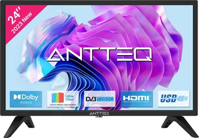 Produktbild von Antteq AB24F1D Fernseher 24 Zoll (TV 60 cm), Dolby Audio, LED, Triple Tuner DVB-C / T2 / S2, CI+, VGA PC Connection, HDMI, USB, digitaler Audioausgang, incl. Hotelmodus