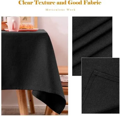 Obrázok produktu pre Uniqoos® Obdĺžniková, nenáročná na údržbu, obrus s vzhľadom lnu – 100% polyester, vodeodolný, vhodný na vnútorné aj vonkajšie použitie, pre domácnosť aj gastronómiu