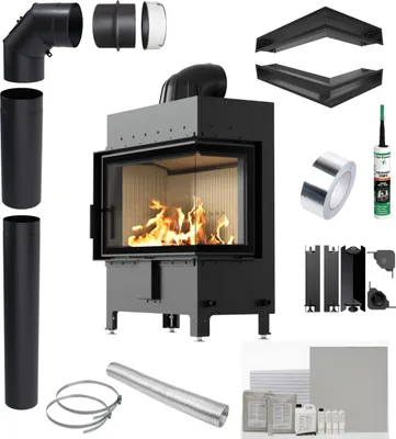 Produktbild von KRATKI LUCY rechts 14 kW Ø200 Kaminofen Einsatz Installationsset