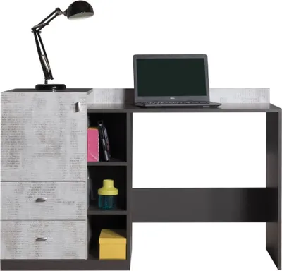 Produktbild von Jugendzimmer Schreibtisch Ohey 09, Farbe: Dunkelgrau / Hellgrau - Abmessungen: 84 x 130 x 55 cm (H x B x T)