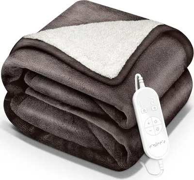 Immagine prodotto di Coperta elettrica - Coperta riscaldante - Coperta morbida e accogliente - Ideale per serate rilassanti - Spegnimento automatico - Dimensioni: 200x180 cm - Colore: marrone chiaro