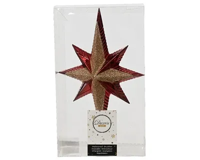 Produktbild von Christbaumspitze Stern 25cm Kunststoff, ochsenblut / hellgold