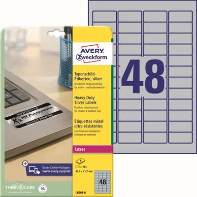Immagine prodotto di 384 AVERY Zweckform Typenschildetiketten L6009-8 silber