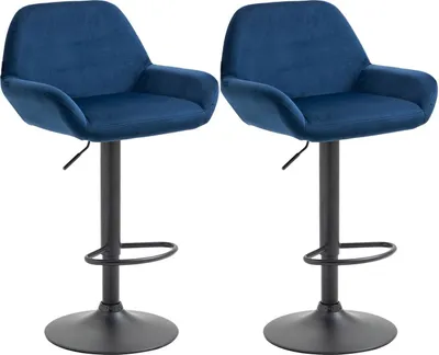 Produktbild von 2er Set Barhocker Braga Samt schwarz blau