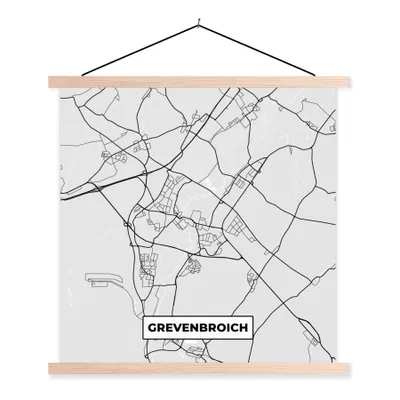 Produktbild von MuchoWow® Textilposter Karte - Grevenbroich - Stadtplan - Deutschland - Karte 40x40 cm mit holzfarbenen Rahmen - Posterleiste
