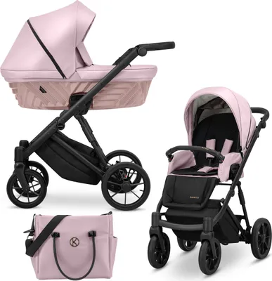 Produktbild von Kinderwagen IVENTO Sportwagen Babywagen Babyschale Komplettset Kinder Wagen Set 2 in 1 (eco pink metalic, Rahmenfarbe: Schwarz)