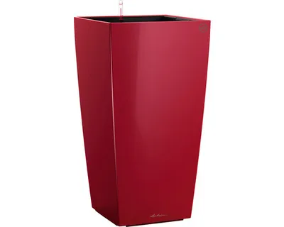 Obrázok produktu pre Plastová váza na rastliny Lechuza Cubico 50 x 50 x 95 cm červená vrátane zavlažovacieho systému, vložky na rastliny, ukazovatele hladiny vody a substrátu
