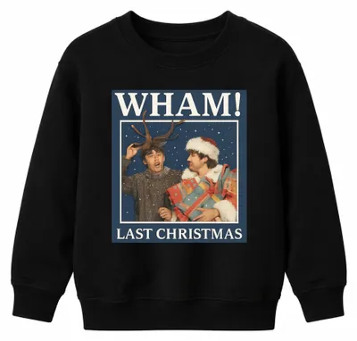 Obrázok produktu pre WHAM! LAST CHRISTMAS 80s Christmas Retro Popband Gift Uni detská mikina, čierna, 104