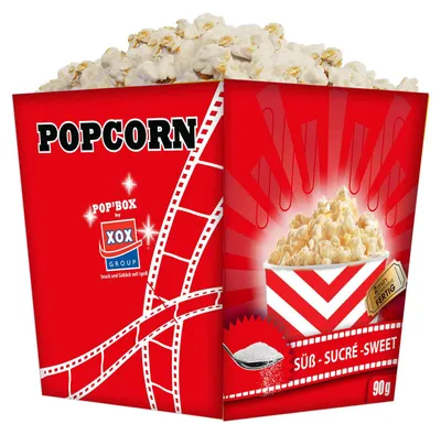 Produktbild von XOX Mikrowellen Popcorn süß Popbox 90g, KI-generiertes Bild