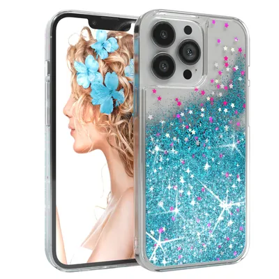 Produktbild von EAZY CASE - Glitzer Hülle kompatibel mit  Apple iPhone 13 Pro Glitzer Schutzhülle, Soft Case, Backcover Transparent mit Motiv