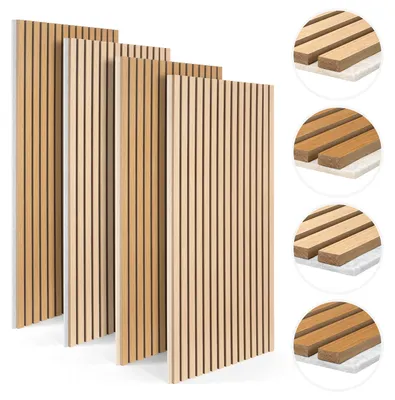 Obrázek produktu pro Akustické panely Peviasot, sada 4 kusů, rozměr 120 x 60 cm, Imitace dub 2240S, stříbrněšedý filc, MDF lamely, NRC 0,8