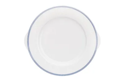 Zdjęcie produktu dla Talerz na ciasto Thun 1794, czeska porcelana, biała koronka, niebieski brzeg, 27 cm, Thun
