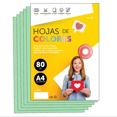 Produktbild von Buntes Papier A4 80g für Drucker & Basteln, Farbige Blätter für Kinder, Kreativp