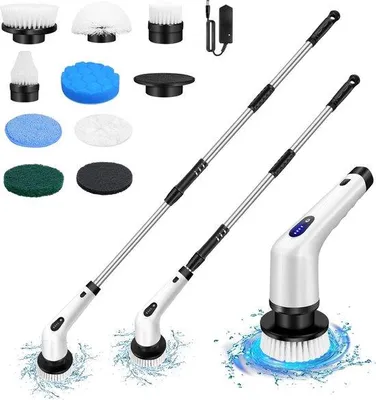 Zdjęcie produktu dla Elektryczna szorowarka 10 w 1 – 3 prędkości – regulowana do 132 cm – 10 zapasowych szczotek – w zestawie