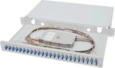Produktbild von DIGITUS LWL Spleißbox 1HE bestückt 24x LC DX OS2 grau