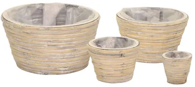 Produktbild von Blumentopf Rattan grau | Pflanzkorb 4er Set 28cm