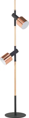Produktbild von BELIANI Stehlampe Schwarz/Kupfer Metall 125 cm 2-flammig mit Holzgestell höhenverstellbaren Schirmen und 2 Schaltern langes Kabel Industrie Look