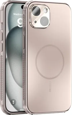 Image de Coque magnétique pour iPhone 15, coque mate PC+TPU avec protection des lentilles, coque résistante aux chocs avec dissipation thermique Or