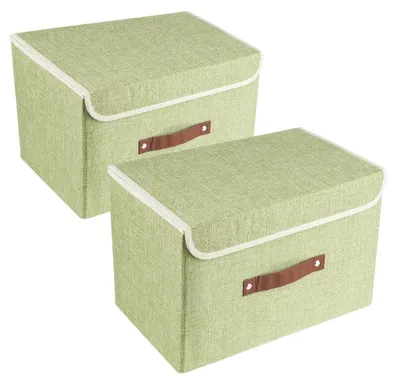 Image de Boîte de rangement pliable avec couvercle, en tissu, lavable, 38 x 25 x 25 cm
