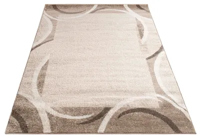 Produktbild von Wohnzimmer Teppich Bordüre Kurzflor Meliert Modern Hochwertig Schwarz Braun Grösse 80x150 cm