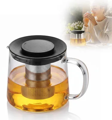 Produktbild von Glaskanne mit Sieb 1,5L Borosilikatglas Edelstahlfilter