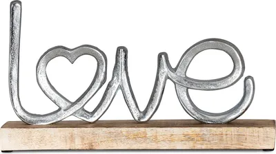 Produktbild von Aufsteller Mango Schriftzug Love H17cm Metall Holz Deko Mangoholz Tischdeko