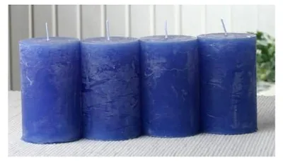 Produktbild von Set: 4 Rustik-Stumpenkerzen, 8 x 5 cm Ø, blau