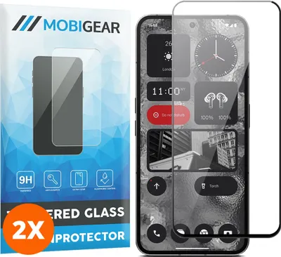 Produktbild von Mobigear Premium 4.99 Nothing Phone (2) Panzerglas Gehärtetes Glas Displayschutz - Hüllenfreundlich - Schwarz (2er Pack)