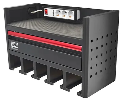 Immagine prodotto di Porta attrezzi-organizzatore da parete per utensili elettrici e pneumatici 3 livelli per officina garage con cassetto e presa 220 V