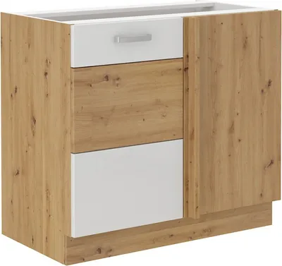 Obrázek produktu pro Prodloužená rohová skříňka ADARA - šířka 105 cm, bílá / dub artisan