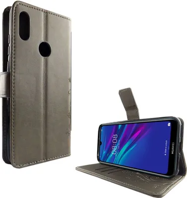 Zdjęcie produktu dla Huawei Y6 2019 etui ochronne na telefon komórkowy etui z klapką na kartę szary