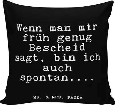 Produktbild von Mr. & Mrs. Panda kissen für sofa Wenn man mir früh... - Schwarz - Geschenk, Glizer Spruch Sprüche Weisheiten Zitate Lustig Weisheit Worte, Sofakissen, wohnzimmer, Lustige