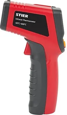 Produktbild von STIER Infrarot-Thermometer, Messbereich -50 °C - 600 °C, 2x 1,5 V AAA Batterien, mit Displaybeleuchtung, Laser-Thermometer, berührungslos, Temperatur messen