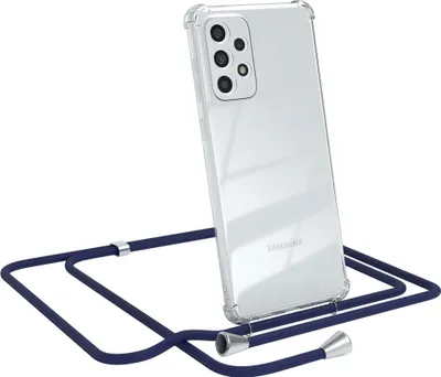 Produktbild von EAZY CASE Handykette kompatibel mit Samsung Galaxy A73 5G, Handyhülle mit Umhängeband, Handykordel, Schutzhülle Clear, Band in Blau