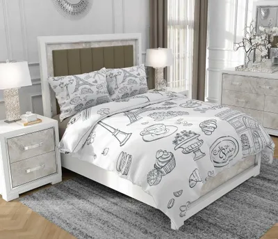 Immagine prodotto di Biancheria da letto 200x220 cm + 2x70x80 cm, set 3 pezzi, 100% cotone, cerniera, Scritta, bianco - SOVIO | So.0030